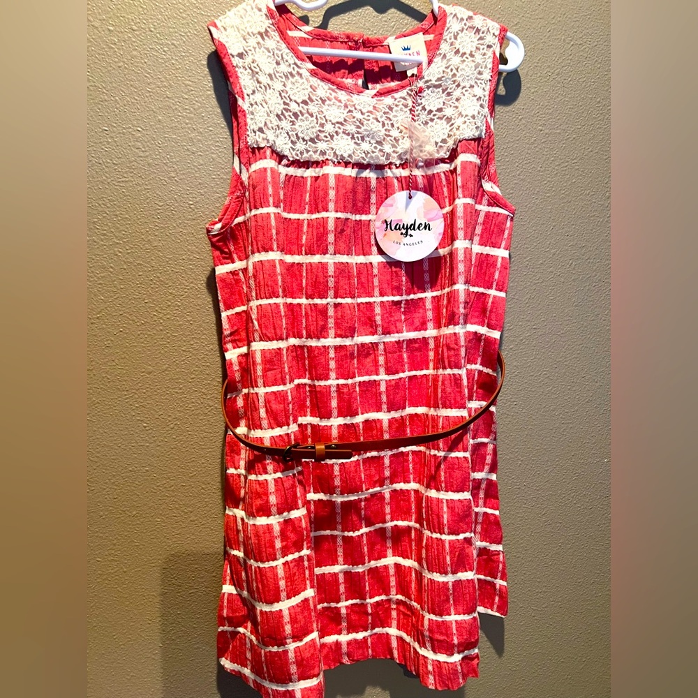 Hayden Red and White Lace Dress